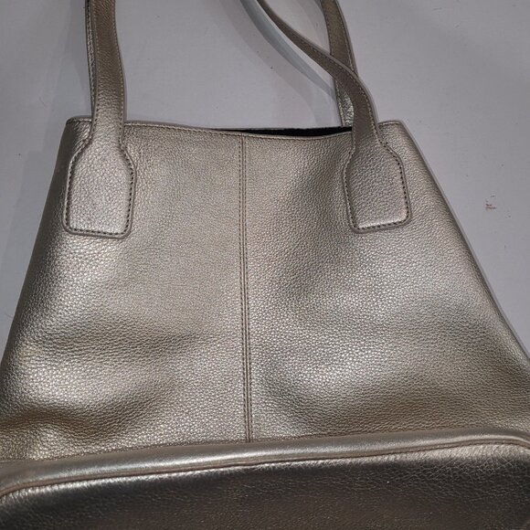 Tory Burch Michelle buckle tote bag mettallic leather medium large tote - Picture 4 of 13